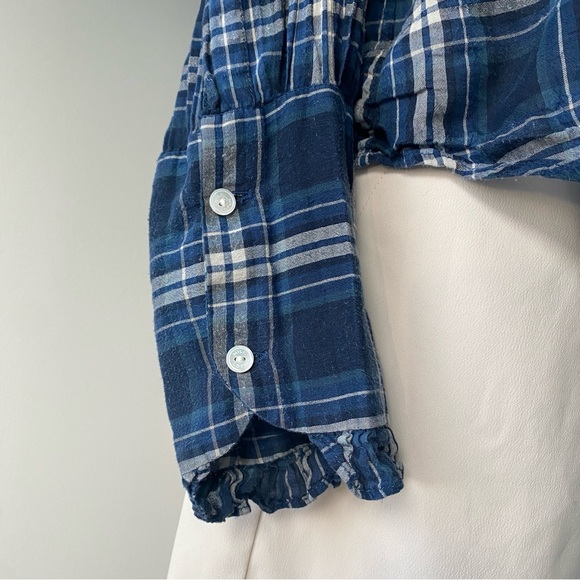 Nili Lotan Vivian Plaid Button Down in Navy White - Large - Picture 9 of 15